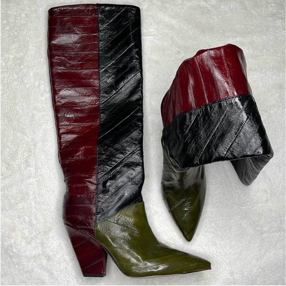 Stylish Multicolor Leather Knee-High Boots